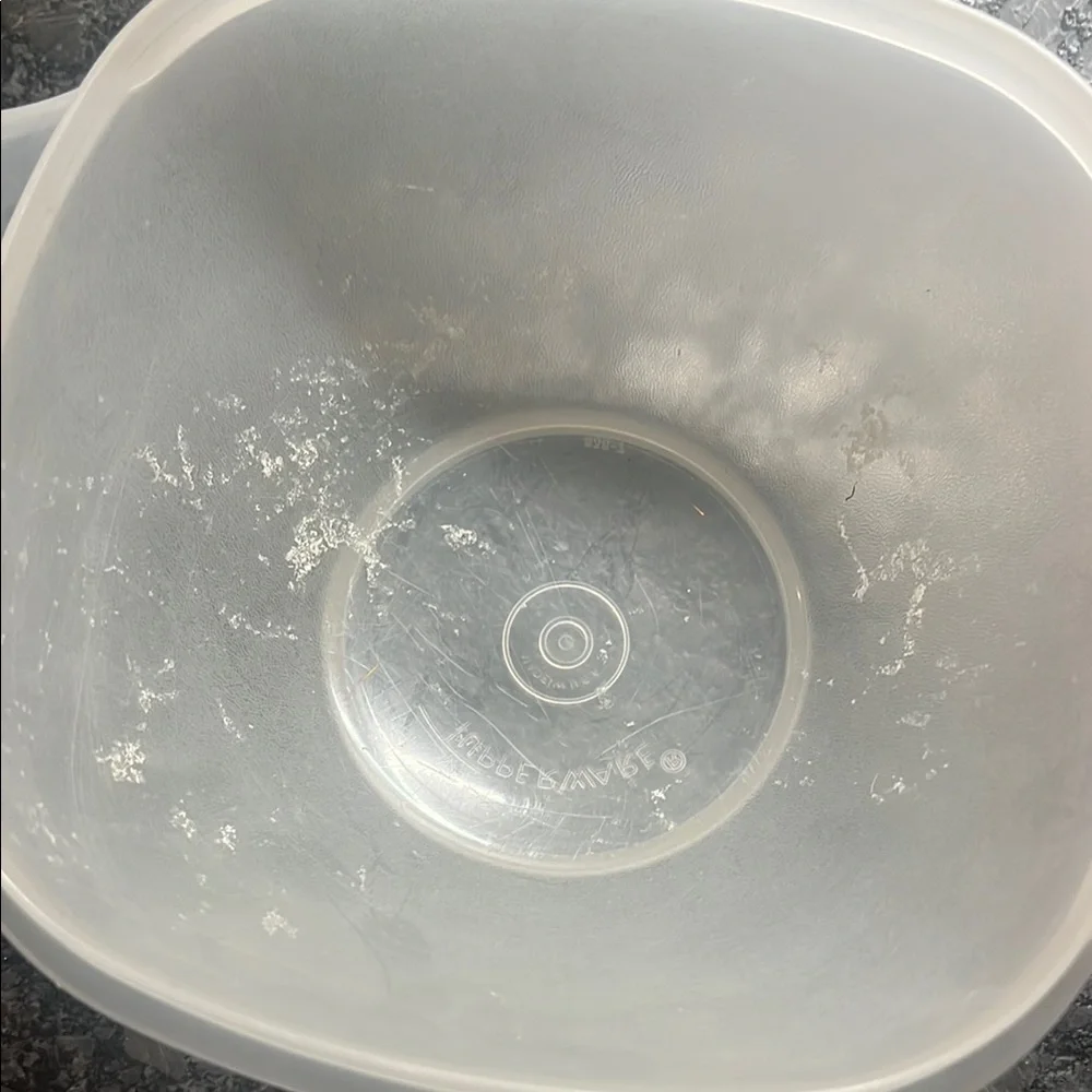 Set of 2 Vintage clear Servalier Storage bowls by Tupperware.  7 & 8 inches